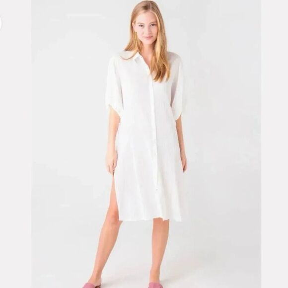 Z SUPPLY | White Women's Laina Midi Cover Up Shirt Dress Button Up | Size OS - Picture 1 of 4